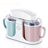 YYAI-HHJU Twin Cup Ice Cream Slush Maker Sorbet Maker Maschine 1L Selbstgemachtes Gelato Frozen Yogurt, Haushalt Kommerziell Im Freien Verw