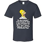 GORONYA Homer Simpson Alcohol Solution Lustiges Trinkbier T-Shirt Anthrazit Gr. XL, beig