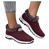 koperras Damen Winter Schneeschuhe Warm Gefütterte Rutschfest im Freien Wasserdicht Schneestiefel Flache Retro Plus Samt Baumwolle Stiefel Boots Schneestiefel Indoor O
