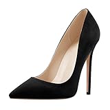 MissHeel Basic Pumps Damen Stilettos Klassische Absatzschuhe High Heels Frauen Pfennigabsatz Schwarz EU 45