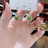 XAOQW Temperament Wilde Kohl Kristall Ohrringe weibliche Super Fee Persönlichkeit Gesicht dünne Anti-verlorene Ohrlinie Ohrringe-grü