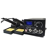 Brandmalerei,Brandmalstation Dual Holzbrenner mit Halterung,Pyrographie Maschine 60W 220V mit 20Pcs Brennspitzen für Holz Leder Kürbis Handwerk Brandmal (2 Holzkobeln Digital Display)