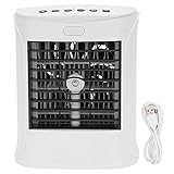 Luftkühler Luftbefeuchter,tragbarer Abnehmbarer USB Verdunstungskonditionierer,Mini Klimaanlage Luftbefeuchter,mit Bluetooth Lautsprecher/LED Nachtlicht/Schreibtischlüfter,einstellbar 3 Geschwindigk