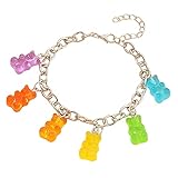 TTTST Bunte niedliche Cartoon Gummibärchen Anhänger Armband Harz Acrylkette Armbänder für Mädchen F