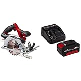 Einhell Akku-Handkreissäge TE-CS 18/150 Li Power X-Change (Lithium Ionen, Schnitttiefe + Neigungswinkel werkzeuglos einstellbar, LEDs, inkl. 4,0 Ah Akku und Ladegerät)