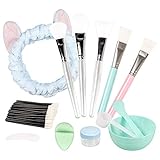 3+2 Stück Silikon Maskenpinsel und Bürste, Maskenpinsel Set mit Haarbänder und Maskenschüssel, Gesichtsmaske Pinsel Set Kosmetik Make-up Pinsel Beauty Produkte für DIY Maske oder Reinigungsmask