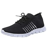 Sportschuhe Damen Low-Top Retro Sneaker Mesh Flache Oxford Laufschuhe Bequem Atmungsaktiv Anti-Rutsch Fitnessschuhe Strilvoll Leicht Outdoor Turnschuhe Sommer Casual Schuhe (Schwarz, 38)