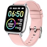 Smartwatch, Damen Herren Fitnessuhr 1.69” Touch Smart Watch Fitness Tracker Schrittzähler Pulsuhr, IP68 Wasserdicht Armbanduhr Sportuhr Schlafmonitor, Kamera Controller, Stoppuhr für Android iOS-R