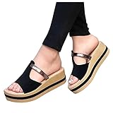 Briskorry Pantoffeln Damen Casual Sommer Mode Hausschuhe Offener Zeh Keilabsatz Plateau Zuhause Pantoffeln Flip Flop Sandalen Strand Frauen Mädchen Sandaletten S