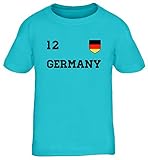 Germany Fußball WM Fanfest Gruppen Kinder T-Shirt Rundhals Mädchen Jungen Trikot Deutschland, Größe: 110/116,türk