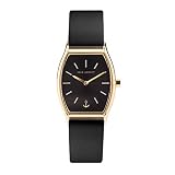 PAUL HEWITT Armbanduhr Damen Modern Edge Line Black Sunray - Damen Uhr (Gold), Damenuhr mit Lederarmband (Schwarz), schwarzes Ziffernb