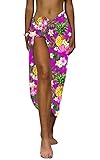 King Kameha Funky Hawaii Cover-up Pareo Sarong, Print Pineapple Flowers, Pink, G