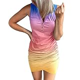 Strickkleid damen herbst a linie Freizeitkleid Sommerkleid Ärmelloses Sommerkleid V Ausschnitt Farbverlauf Gedrucktes Knopfkleid Strickkleid Pchwarzes partykleid Winterkleid damen festlich Satin k