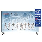 Smart TV | Fernseher 42 Zoll | Android 10.0 | 4K UHD LED | 106 cm | Rahmenloses Design | Triple Tuner | Google Play Store | Netflix | YouTube | Prime Video | HDMI | CI-Slot | USB | Dig