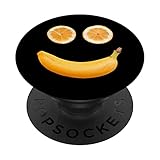 Be Happy Funny Sarcastic Happy Banana & Orange Smile Graphic PopSockets mit austauschbarem PopGrip