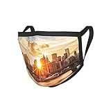 Sonnenuntergang Art Decor New York Cityscape Brooklyn Bridge Manhattan Hudson River Center Of Fashion Art And Culture Bed Nyc Multi Black Edge Mask