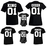 King Queen Prince Princess Herren Damen Kinder Baby T-Shirt Strampler Body Set, King Weiß M