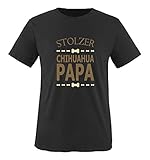 Comedy Shirts - Stolzer Chihuahua Papa - Herren T-Shirt - Schwarz/Hellbraun-Beige Gr. XXL