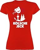 Karneval & Fasching Kostüm Outfit - Kölsche Jeck Rot Weiß - M - Rot - Tshirt kölsche mädche - L191 - Tailliertes Tshirt für Damen und Frauen T-S