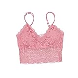 Damen Sport BH Ohne Bügel Gepolstert Yoga Bra Sexy Spitze Kreuz Rücken Sport Bustier für Jogging Fitness Weste B