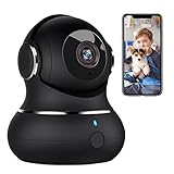 Little elf Überwachungskamera, [2022 Neu] 1080P Hunde Kamera mit Bewegungserkennung, Nachtsicht, Zwei-Wege-Audio, Babyphone mit Kamera für Haustier/Hunde, 360 Grad Kamera kompatibel Alexa, Schw