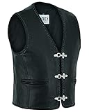 Gaudi-Leathers Herren Motorrad Lederweste Bikerweste Motorradweste Weste Kutte, E500SWXL,schw