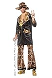 shoperama Pimp King Herren-Kostüm Lude Zuhälter Stenz Gauner Bad Taste Assi Proll Anzug, Größe:56