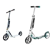 HUDORA Unisex Style 230-Tret-Roller klappbar-Big Wheel City-Scooter, weiß & BigWheel 205, türkis (14751/01) - Das Original mit RX Pro Technologie -Tret-Roller klappbar - City-S