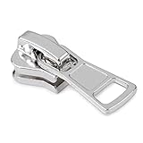 BIG-SAM Zipper für Krampenreißverschlüsse | 1 Stück | für 8mm Reißverschlüsse | mit Autolock | in Silberfarbend | für zum Beispiel Taschen oder Geldbörsen (Silber)