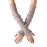 JIAHG Damen Kühlung Arm Ärmel UV-Sonnenschutz Stulpen Mädchen Anti-Rutsch Armstulpe Sportstulpe für Radfahren Laufen Golf Reise Einkaufen L:52
