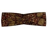 ABAKUHAUS Paisley Halstuch Bandana Kopftuch, Oriental Damast Blätter Mittelalter osmanische Kunst inspiriert Boho Entwurf, Elastisch und Angenehme alltags accessories, Redwood und B