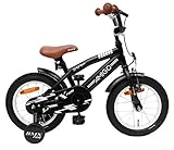 Amigo BMX Fun - Kinderfahrrad für Jungen - 14 Zoll - mit Handbremse, Rücktritt, Lenkerpolster und Stützräder - ab 3-4 Jahre - Schw