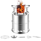 Powmag Holzofen Tragbar, Campingkocher Outdoor Holzvergaser, kochen ohne strom, kocher, Klapp und Winddicht aus Edelstahl für Camping, BBQ, Picknick