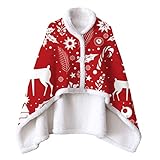 tiantang Winter Warmer Schal Wraps Cape – Flanell Faux Poncho für Frauen Dicke doppelseitige Decken Warmer TV Schal Wintermantel Pullover Cap