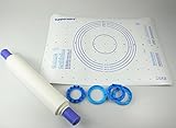 TUPPERWARE Backen Profi-Teigrolle blau Back'n'Roll+Teigunterlage Fix&Fertig P 20265