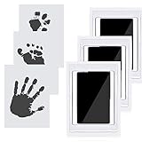 JustFine® 3 pcs Baby Handabdruck und Fußabdruck Set, baby fussabdruck set, Pfotenabdruck Set Hund, Pfotenabdruck Set Katze, clean touch stempelkissen, sicher ungiftig Stempelk