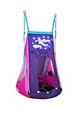 HUDORA 72149 72151 Nestschaukel Cosmos 90 Nestchaukel mit Zelt und LED Beleuchtung, blau/schw