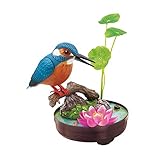 FYHappy Singende zwitschernde Simulation Vögel Spielzeug Dekor mit echten Vogelrufen Sound aktiviert für Kinder alternde Eltern, Home Office Desktop Dekorationen Ornamente, Eisvog