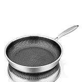 LYJL 316 Edelstahlpfanne Antihaftpfanne Haushalt Omelett Steak Bratpfanne Pfannkuchenpfanne Induktionsherd Gasherd Allgemein,Silver W