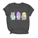 YAOGZ Hemd für Frauen Ostern Druck O Ausschnitt OutdoorFashion Shirt Tops, grau, XXXXL