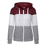 ZWQJYH Damen Sweatshirt Mit Kapuze Reißverschluss Tasche Langarm Lose Casual Softshelljacke Winddicht Funktionsjack