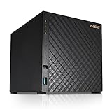 Asustor 4 Bay NAS Server - Netzwerkspeicher Gehäuse, Quad Core 1.4 Ghz CPU, 1GB DDR4 80-AS1104T00-MA-0 D
