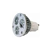 Power LED Lampe, Aluminiumgehäuse mit 3 Linsen, 230V, 3x 1W, GU10 Sockel, 40°, warm weiß