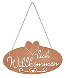 levandeo Schild Willkommen Rost Herz 28,5x16cm Edelrost Garten-Deko Rostdeko Türschild Wandbild W