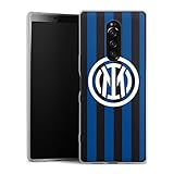 DeinDesign Slim Case extra dünn kompatibel mit Sony Xperia 1 Silikon Handyhülle transparent Hülle Inter Mailand Logo Offizielles Lizenzproduk