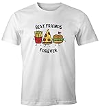 MoonWorks Herren T-Shirt Best Friends Forever Trio Pommes Pizza Burger Fun-Shirt weiß M