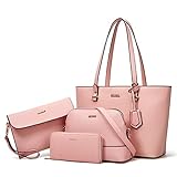 YTL Damen Handtasche Tote Shopper Groß Schultertasche Umhängetasche Geldbörse Kartenhalter Tasche 4-teiliges Set für Büro Schule Einkauf Reise Geschenk R