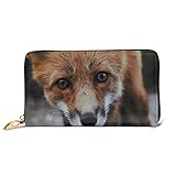Ocean Mammal Wal Leder Geldbörse Frauen Lange Reißverschluss Around Geldbörse Clutch Tasche Reise Kreditkartenhalter Geldbörse, Outdoor Rotaugenfuchs, Einheitsgröße,