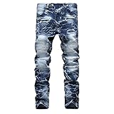 Jeans Herren Patchwork Baggy Hip Hop Jeanshose Casual Straight Leg Denim Pants Jeanshosen Loose Fit Cut Stretch Designer Hose Denim Vintage Color Block Streetwear Outdoor Chino Hose Original N