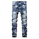 Mingfa.y Jeans Herren Plus Size Lose Jeanshosen Taille Elastische Herrenjeans Lässige Denimhosen Sporthose Lange Jeanshose Stretch-Denim Männer Jeans-Hose Denim Pants Stretchdenim H